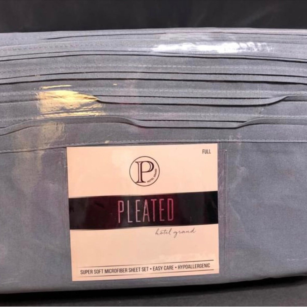 New Pleated Hotel Grand Sheet Set Full Size Gray